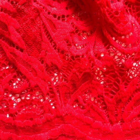 Ambiance Crop Blouse Lace Red M - Picture 5 of 8